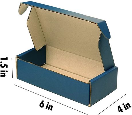 6 Inch E Flute Corrugated Box , Easy Fold Mailer Boxes Blue For Mail Shipping