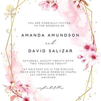 Fancy Elegant Rose Gold Foil Vellum Wedding Invitations Decorative