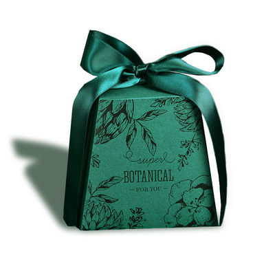 FSC Certificate Green Foldable Gift Boxes Withe Ribbon For Chocolate