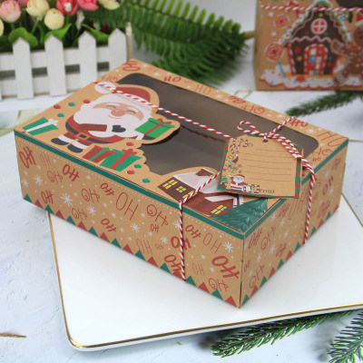 Delicate 22x15x7cm Kraft Gift Box With Window For Chirsmas Gift